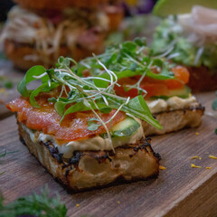 Tomato relish and greens on toast