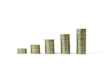 5 steps to success in life with Thai coin isolate on white background