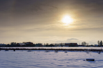 .winter landscape with sun
