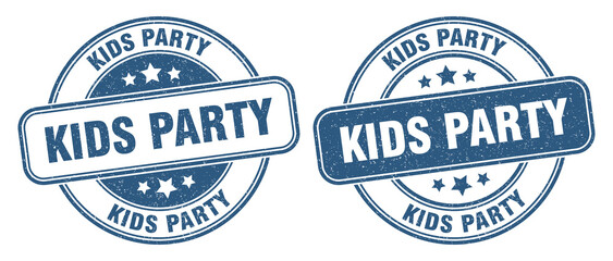kids party stamp. kids party label. round grunge sign