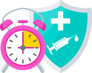 Fototapeta premium Time to Vaccination icon. Syringe and dose of vaccine.