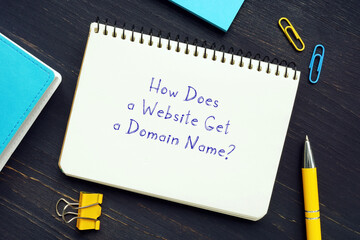 Legal concept meaning How Does a Website Get a Domain Name? with phrase on the page.