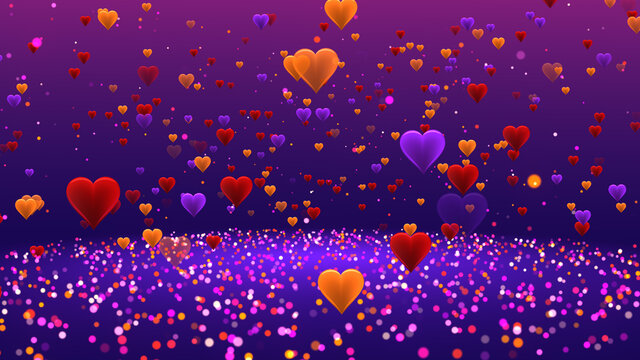 Red Purple Abstract Love With Sweet Color Heart Shape Particles And Shiny Glitter Sparkle Dust Flying Above Shiny Glitter Sparkles On Floor Background © agratitudesign
