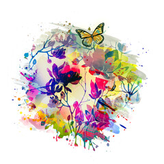 Fototapeta premium butterfly and flowers
