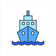 Water transport, cruise ship icon on white background. color editable