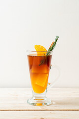 black coffee with orange and lemon juice