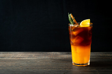 black coffee with orange and lemon juice