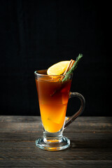 black coffee with orange and lemon juice