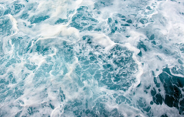 Obraz premium Sea water top view. Wave splash background.