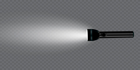 flashlight on a transparent background. Shine.lighting the space.metal. - obrazy, fototapety, plakaty