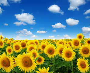 Golden summer sunflower in the sun