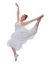 Beautiful girl in white dancing