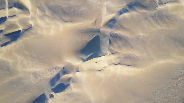 Top Down Aerial Shot of Lancelin's Vast Sand Dunes, Popular Sandboarding Spot