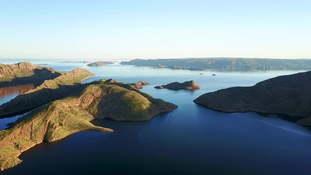 Drone View of Massive Freshwater Man-Made Reservoir in Western Australia, Lake Argyle