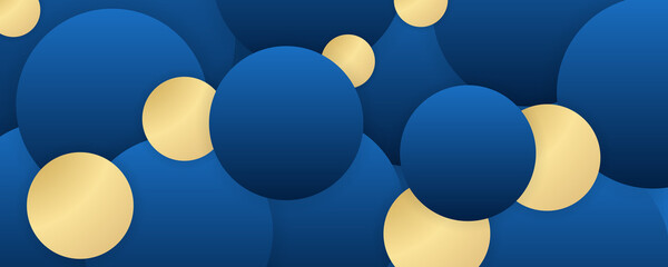 Geometric luxury water waves header pattern. Blue sea wave vector illustration for invitation, cover, border. element for design. Modern simple blue gold circle abstract background