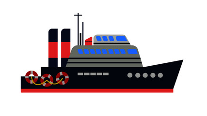 Cargo ship in sea vector illustration in flat style. Ocean or marine transport concept vector illustration, Goods import and Export transportation cartoon vector illustration. 