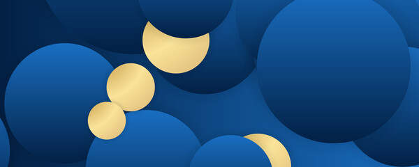 Geometric luxury water waves header pattern. Blue sea wave vector illustration for invitation, cover, border. element for design. Modern simple blue gold circle abstract background