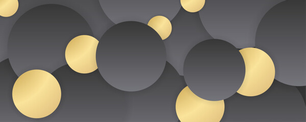 Modern simple gray grey silver gold abstract circle background. Tech geometric background with abstract golden and grey circles. Vector banner design 
