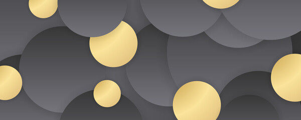 Modern simple gray grey silver gold abstract circle background. Tech geometric background with abstract golden and grey circles. Vector banner design 