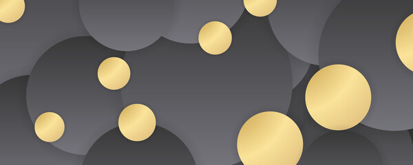 Modern simple gray grey silver gold abstract circle background. Tech geometric background with abstract golden and grey circles. Vector banner design 