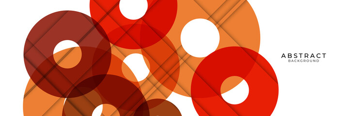 Abstract background circle design with red yellow orange brown donut circle.
