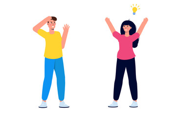 Female find solution, Problem solving concept. Vector illustration