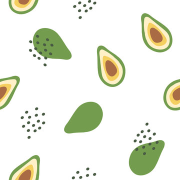 Seamless pattern with avocados. Vector illustration.