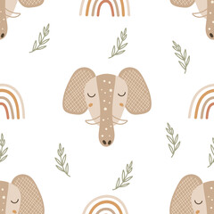 Seamless pattern with elephants. Vector illustration.