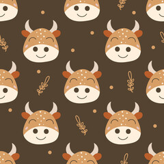 Seamless pattern with cows. Vector illustration.