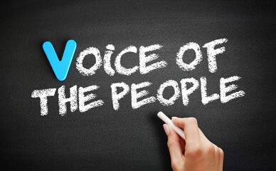 Voice of the people text on blackboard, concept background