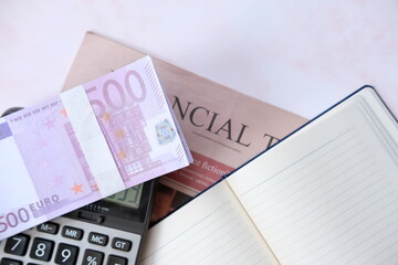 cards and euro banknotes