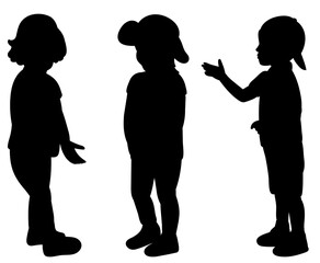 children black silhouette on a white background