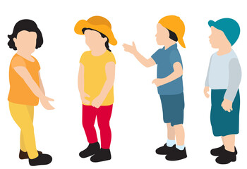 vector, isolated, small children in flat style