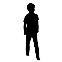 vector, isolated, boy black silhouette