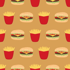 Fast food repeat pattern on orange background