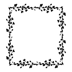 Easter Square frames. Square frame made of willow twigs.Easter wreath made of willow stalks.Vector flat illustration. Design for invitations,printing. Vector illustration