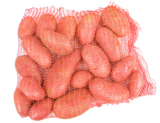 Potatoes in a bag isolated on white background
