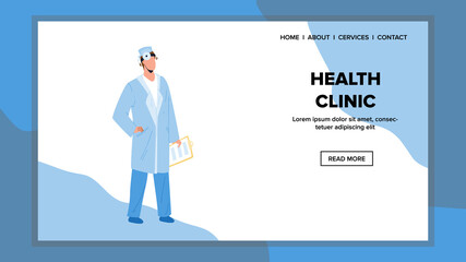 Fototapeta na wymiar Health Clinic Worker Doctor With Checklist Vector