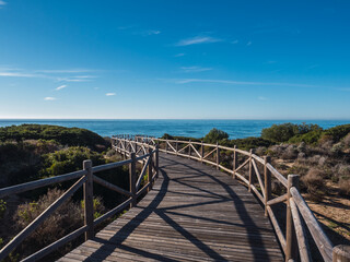 Fototapeta na wymiar Coastal path of Cabopino in Marbella, Costa del Sol, Andalusia Spain. Promenade Marbella