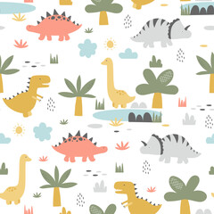 Lamas personalizadas con tu foto Vector hand-drawn children’s illustration, print, the card with the cute dinosaurs, seamless pattern and drops in Scandinavian style on a white background.