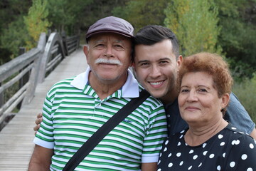 Hispanic family of mother, father and son