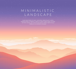 Minimalistic vector landscape background of mountains for your design.