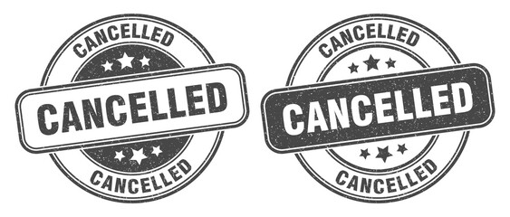 cancelled stamp. cancelled label. round grunge sign