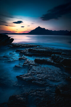 Dark evenings with sunset. Elgol - Isle of Skye