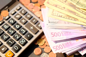 Banknote money on table background and saving money and business growth concept,finance and investment concept