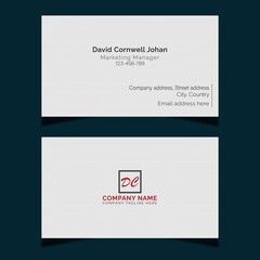 Simple white texture business card design template. Corporate company or personal visiting card identity design.
