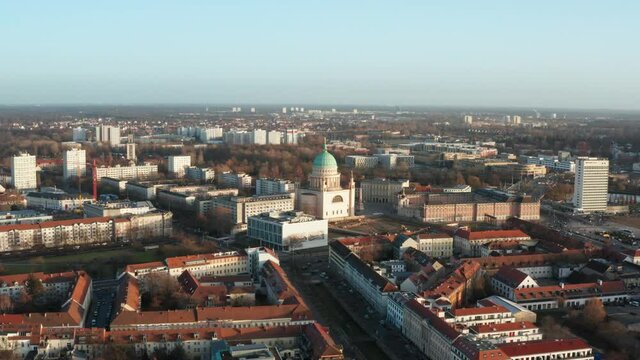Aerial view of St. Nicolas Church in Potsdam, Germany