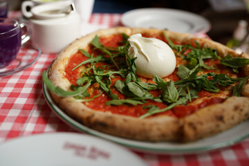 Focaccia with tender burrata and Napoli sauce
