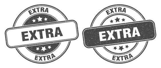 extra stamp. extra label. round grunge sign