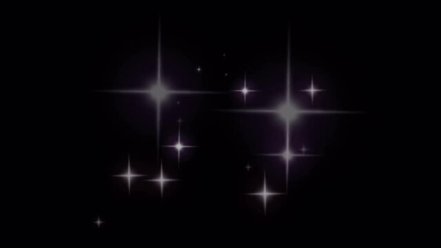 Animation white stars sparkles on black background.
